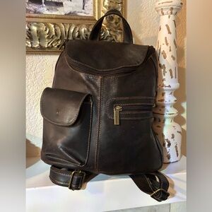 Le Donne Elegant Dark Brown Leather Backpack